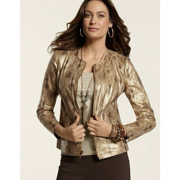 Chico's Jackets & Blazers - Chico's  Brushstrokes Linen/Rayon Blazer Size 2